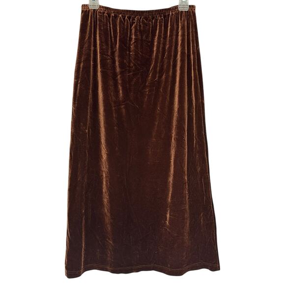 Vintage J. Jill Velour Maxi Skirt Rich Brown Pull On Velvet Petite Size SP - Picture 1 of 3